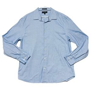 Banana Republic Shirt Blue Untucked Fit Wrinkle Resistant Button Front Mens XL